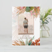 Tropische Pampas Grass PHOTO Terracotta Save The Date (Staand voorkant)