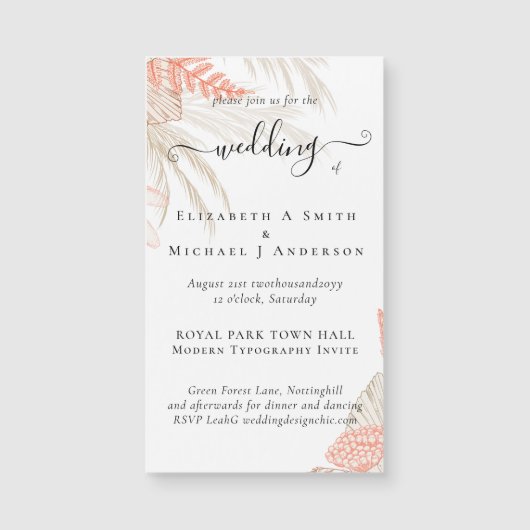 Tropische Pampas Grass Terracotta Wedding (Voorkant)