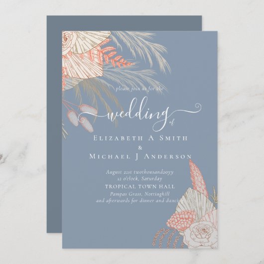 Tropische Pampas Grass Terracotta Wedding (Voorkant / Achterkant)