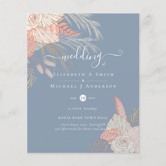 Tropische Pampas Grass Terracotta Wedding (Voorkant)