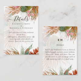 Tropische Pampas Grass Terracotta Wedding Informatiekaartje