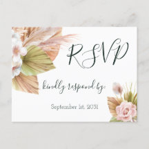 Tropische Pampass Grass Rustic Floral Wedding RSVP