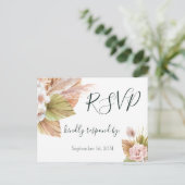 Tropische Pampass Grass Rustic Floral Wedding RSVP Briefkaart (Staand voorkant)