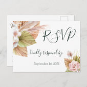 Tropische Pampass Grass Rustic Floral Wedding RSVP Briefkaart (Voorkant / Achterkant)