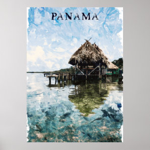 Tropische Panama Bocas del Toro Vintage Reizen Poster
