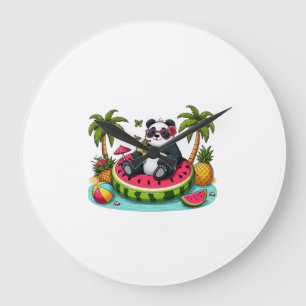 Tropische Panda Wandklok – Summer Fun Sfeer