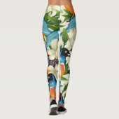 Tropische papaja en vogelpatroon. leggings (Achterkant)