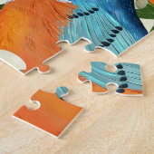 Tropische papaja en vogelpatroon. legpuzzel (Zijkant)