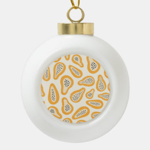 Tropische papaja: Grunge, Hand getrokken. Keramische Bal Ornament