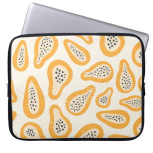 Tropische papaja: Grunge, Hand getrokken. Laptop Sleeve