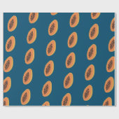 Tropische Papaya afdrukken Fruity Fun Oranje marin Cadeaupapier (Vlak)