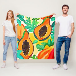 Tropische Papaya Pop Art Fleece Deken