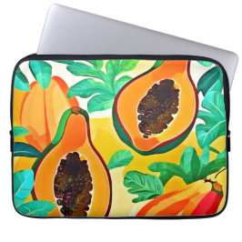 Tropische Papaya Pop Art Laptop Sleeve