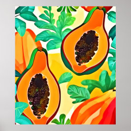 Tropische Papaya Pop Art Poster