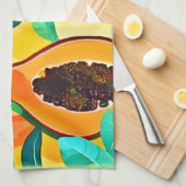 Tropische Papaya Pop Art Theedoek (Quarter Fold)
