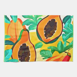 Tropische Papaya Pop Art Theedoek