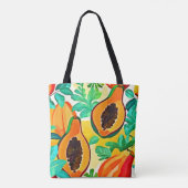 Tropische Papaya Pop Art Tote Bag (Achterkant)