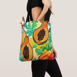 Tropische Papaya Pop Art Tote Bag