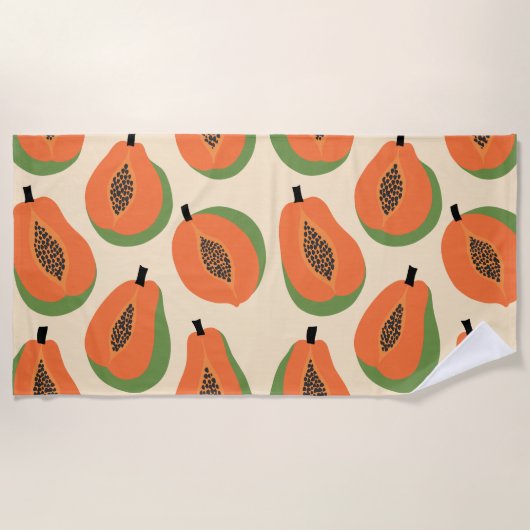 Tropische Papaya Warm Sinaasappel Strandlaken (Voorkant)