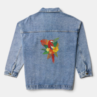 Tropische Papegaai Bloei Denim Jacket