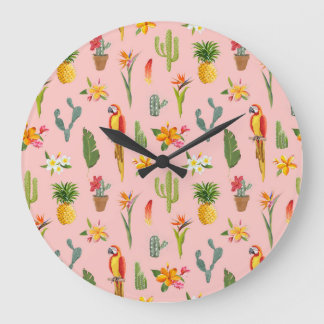Tropische papegaai, Cactus Patroon. Grote Klok