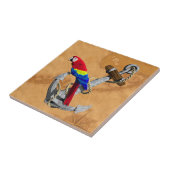 Tropische papegaai en anker tegeltje (Zijkant)
