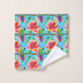 Tropische papegaai en bloem bad handdoek (Wasdoekje)