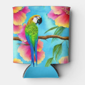 Tropische papegaai en bloem blikjeskoeler (Voorkant)