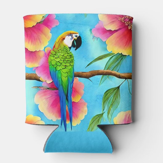 Tropische papegaai en bloem blikjeskoeler (Achterkant)