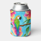 Tropische papegaai en bloem blikjeskoeler (Blikje Achterkant)