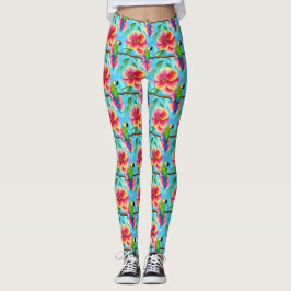 Tropische papegaai en bloem leggings