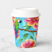 Tropische papegaai en bloem papieren bekers (Voorkant)