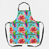 Tropische papegaai en bloem schort (Voorkant)