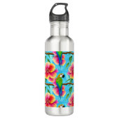 Tropische papegaai en bloem waterfles  (Voorkant)