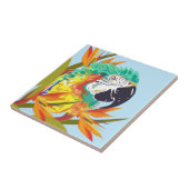 Tropische papegaai en bloemen tegeltje (Zijkant)