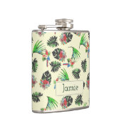 Tropische papegaai en laat Waterverf Patroon Heupfles (Rechts)