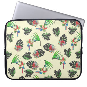 Tropische papegaai en laat Waterverf Patroon Laptop Sleeve