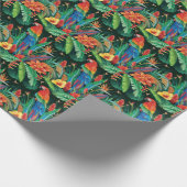 Tropische papegaai: exotische bloemachtergrond. cadeaupapier (Hoek)