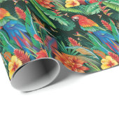 Tropische papegaai: exotische bloemachtergrond. cadeaupapier (Rol Hoek)