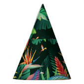 Tropische papegaai: exotische bloemachtergrond. feesthoedjes (Links)