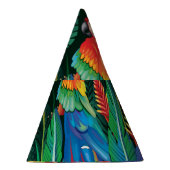 Tropische papegaai: exotische bloemachtergrond. feesthoedjes (Rechts)