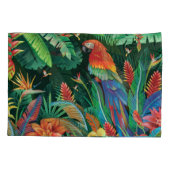 Tropische papegaai: exotische bloemachtergrond. kussensloop (Achterkant)