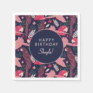 Tropische Papegaai Happy Birthday Feest Aangepast  Servet