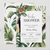 Tropische Papegaai Jungle Baby Shower Uitnodiging