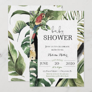 Tropische Papegaai Jungle Baby Shower Uitnodiging