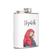 Tropische papegaai Kleurrijke Macaw Tekening Heupfles (Rechts)