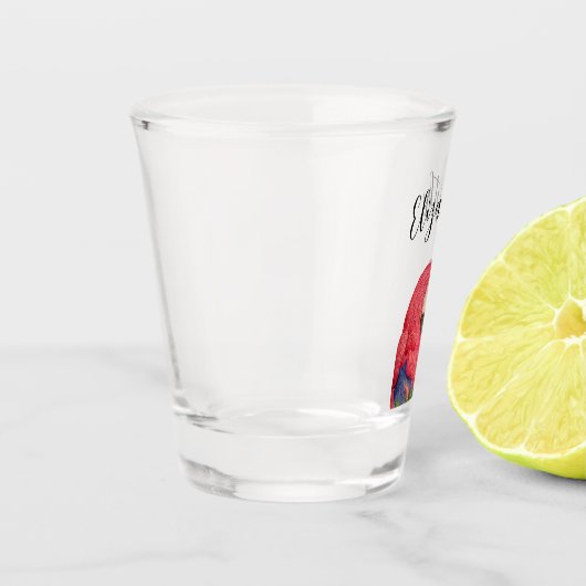 Tropische papegaai Kleurrijke Macaw Tekening Shot Glas (Links)