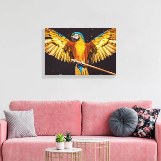Tropische papegaai op een baard canvas afdruk (Insitu (Woonkamer))