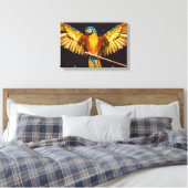 Tropische papegaai op een baard canvas afdruk (Insitu (Slaapkamer))