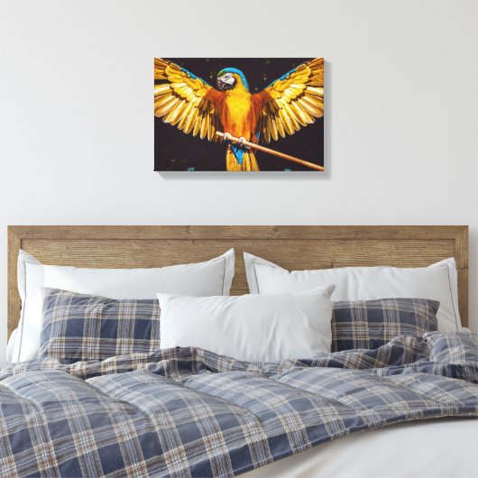 Tropische papegaai op een baard canvas afdruk (Insitu (Slaapkamer))